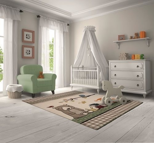 Karpet24 Kindervloerkleed Bosdieren – Zacht Speelkleed met Beer, Vos & Bosvriendjes
