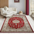 Vloerkleed Dubai Deluxe – Klassiek Oosters Medaillonmotief in Rood en Crème