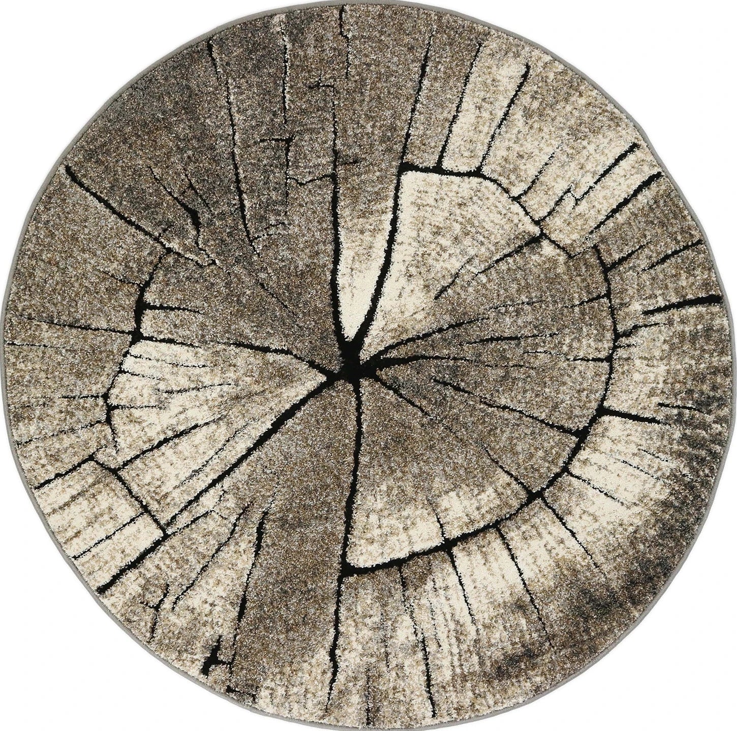 Laagpolig Vloerkleed Boomstam Design Grijs – Abstract Modern - Vooraanzicht