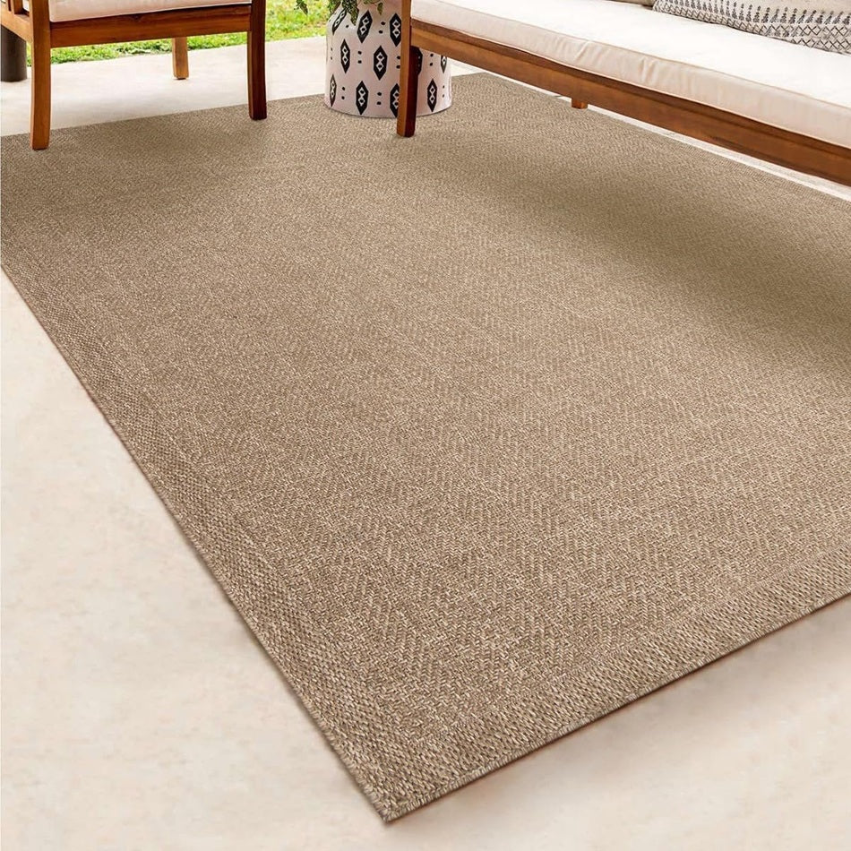 Buitentapijt met Jute Look – Nature – Gevlochten Design – Weerbestendig & Stijlvol — hoek