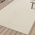 Buitentapijt met Jute Look – Rechthoekig met Vierkant Patroon – Natuurlijke Look – Weer- & UV-bestendig
