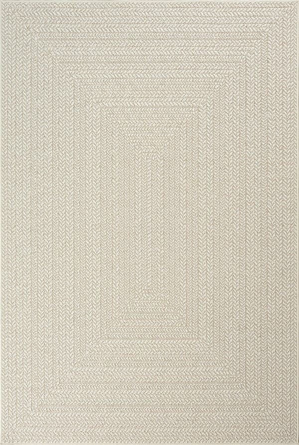 Buitentapijt met Jute Look – Rechthoekig met Vierkant Patroon – Natuurlijke Look – Weer- & UV-bestendig — hoek
