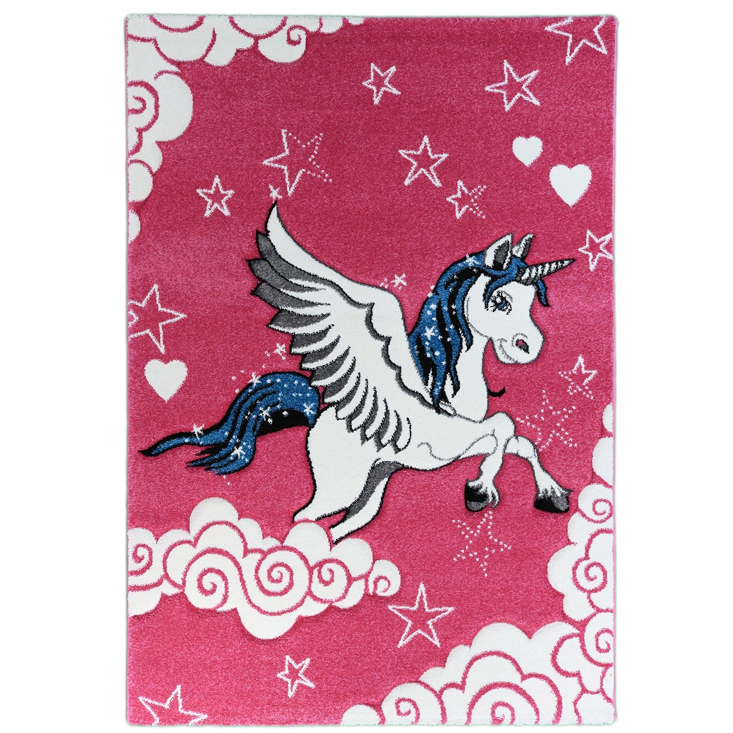Karpet24 Kindervloerkleed Eenhoorn – Roze Speelkleed met Wolken & Sterren