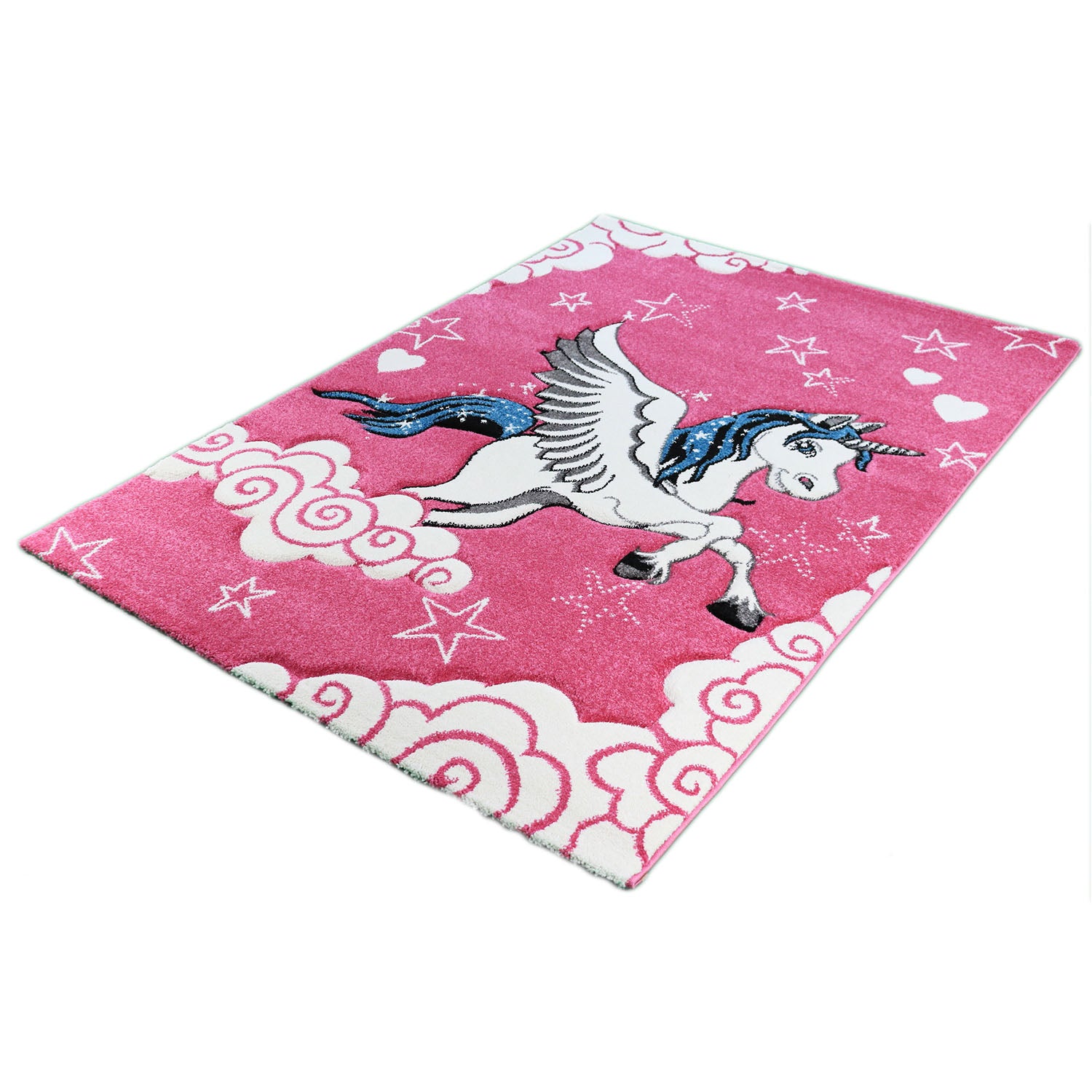 Karpet24 Kindervloerkleed Eenhoorn – Roze Speelkleed met Wolken & Sterren