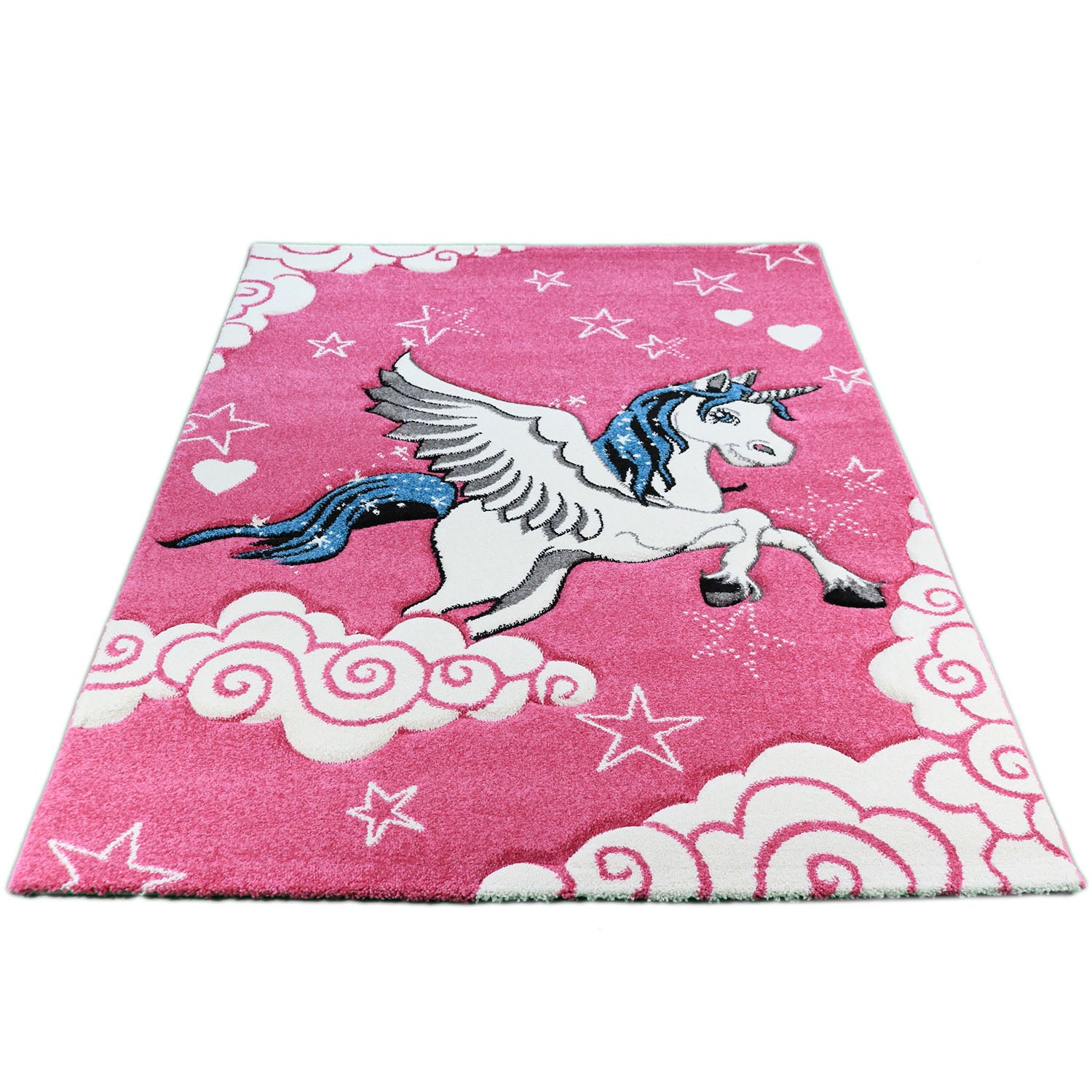 Karpet24 Kindervloerkleed Eenhoorn – Roze Speelkleed met Wolken & Sterren