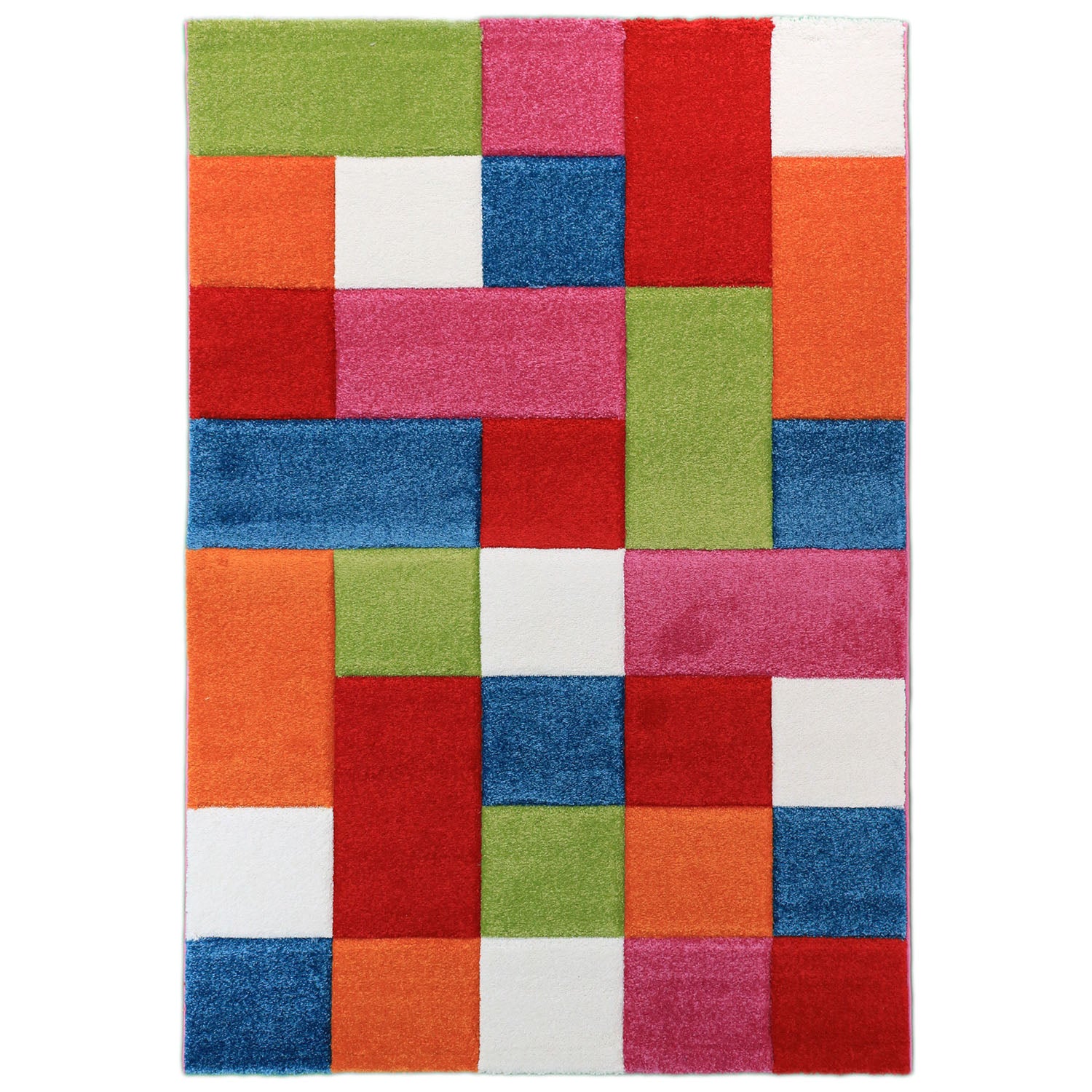 Kindervloerkleed Color Blocks – Modern Speelkleed met Kleurrijk Blokkenpatroon