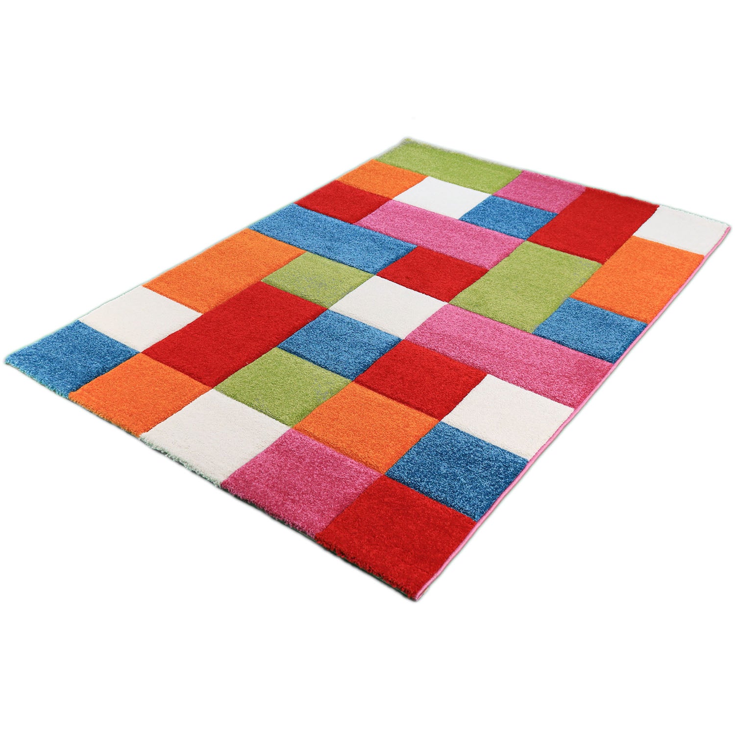 Kindervloerkleed Color Blocks – Modern Speelkleed met Kleurrijk Blokkenpatroon