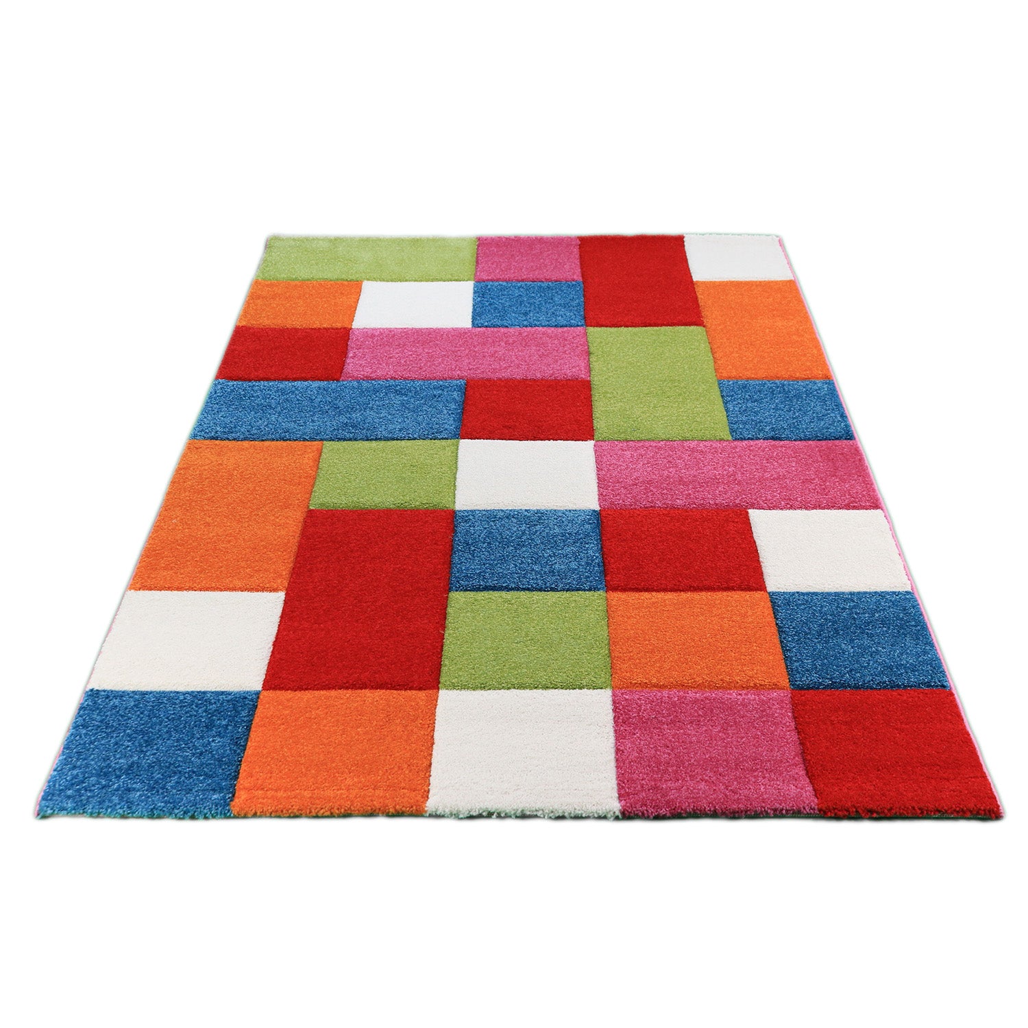 Kindervloerkleed Color Blocks – Modern Speelkleed met Kleurrijk Blokkenpatroon