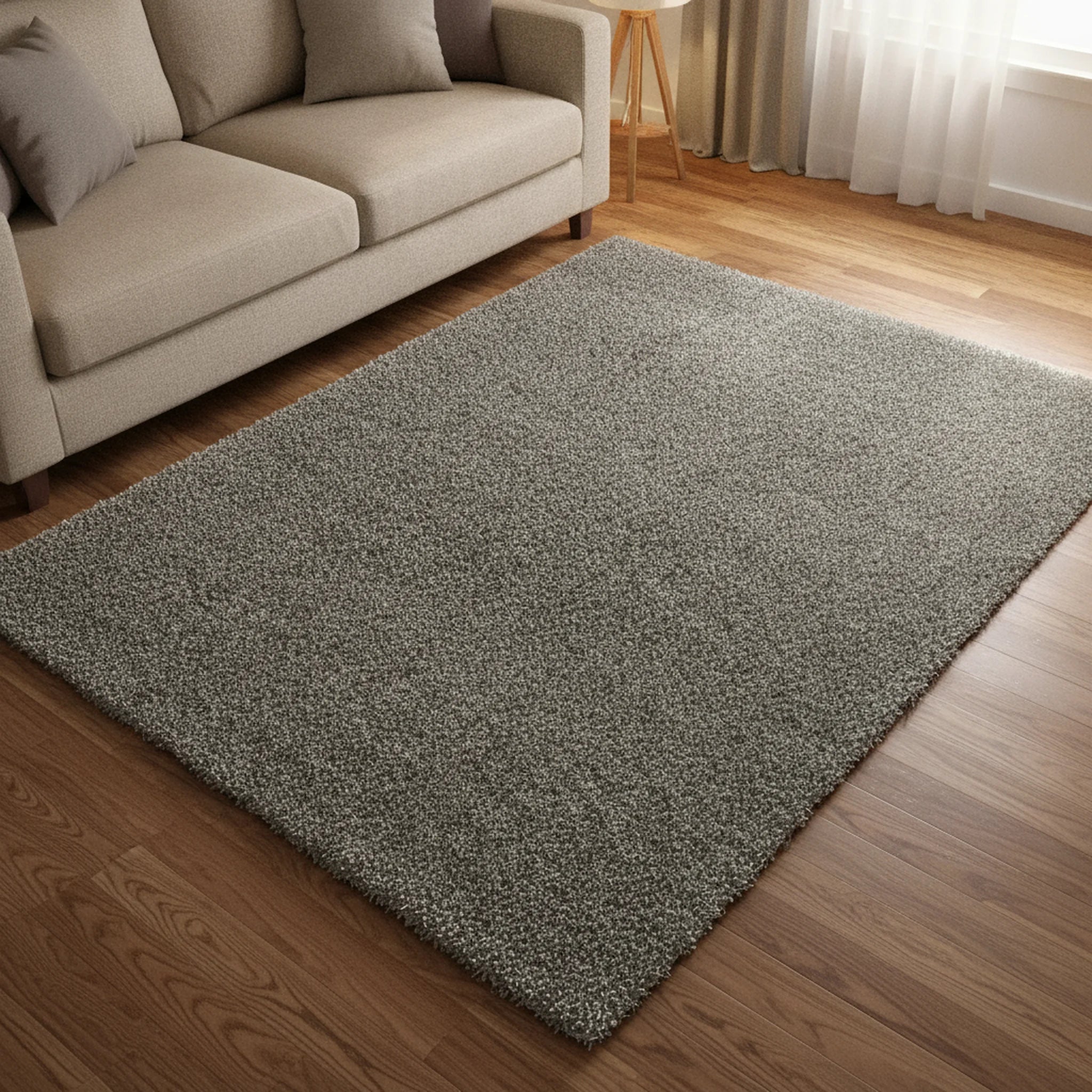 Hoogpolig Vloerkleed Shaggy Deluxe - Zilver - Sfeerbeeld