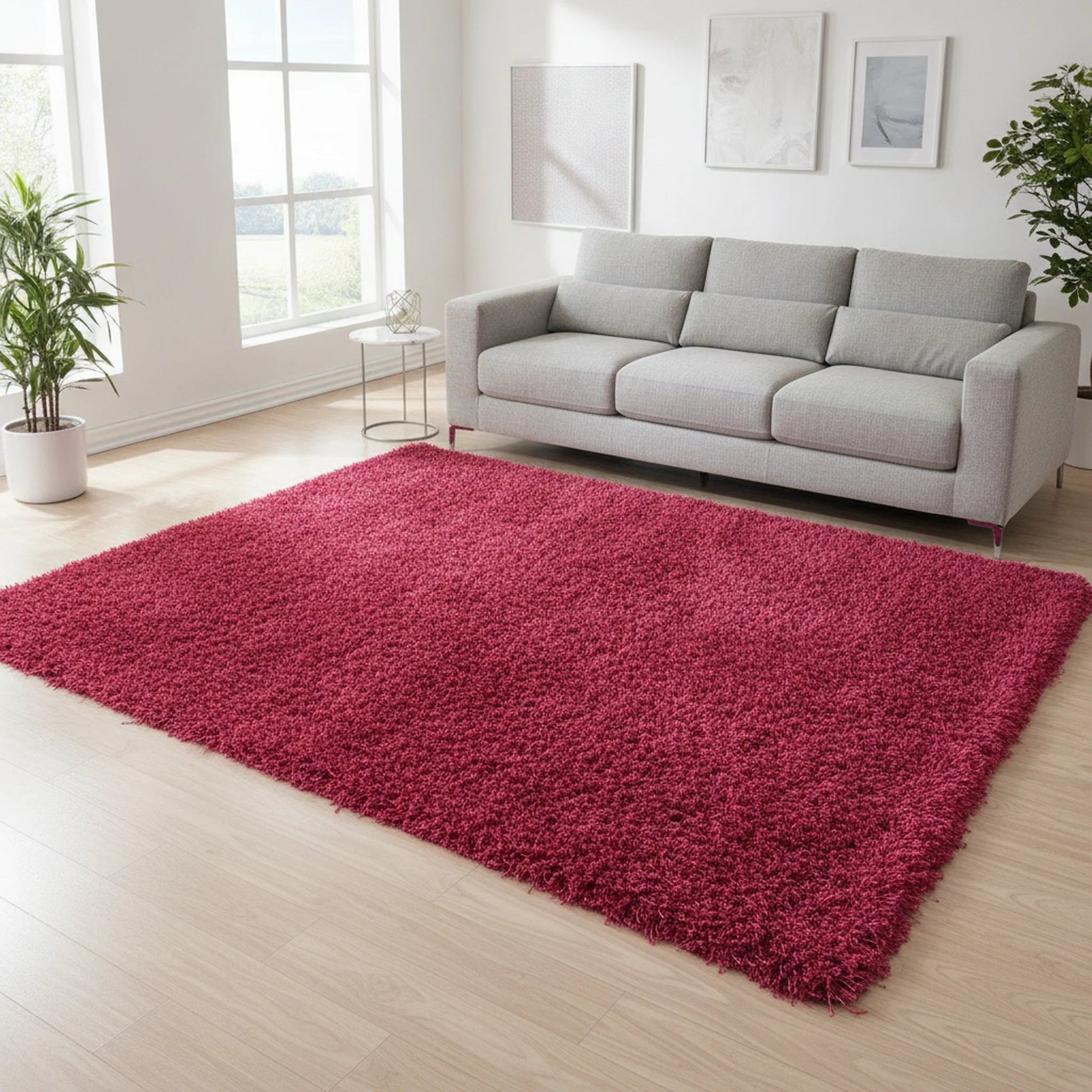 Hoogpolig vloerkleed shaggy Plus 957 5cm hoogte - paars - Sfeerbeeld