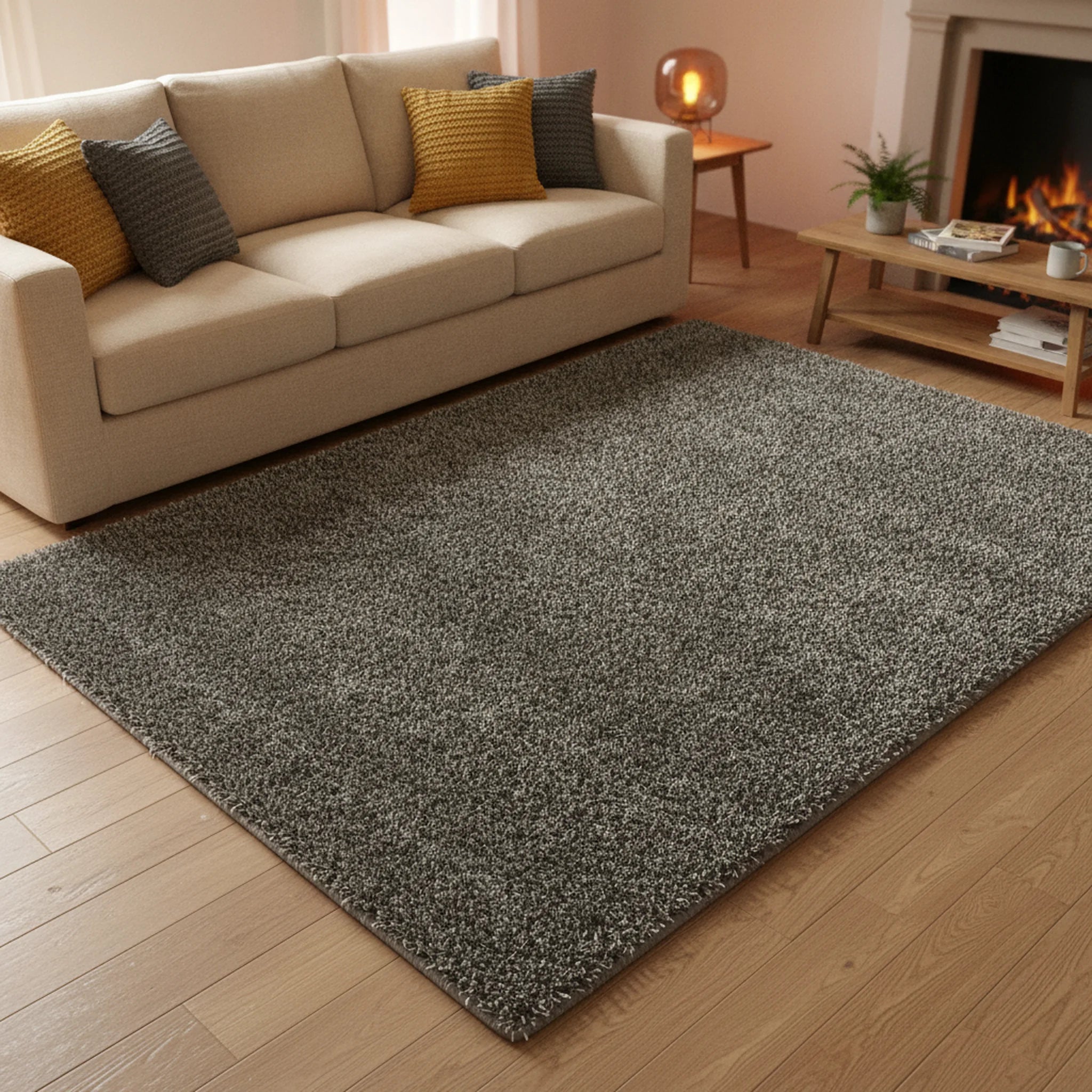 Hoogpolig vloerkleed shaggy Plus 959 5cm hoogte - grijs gemêleerd - Sfeerbeeld