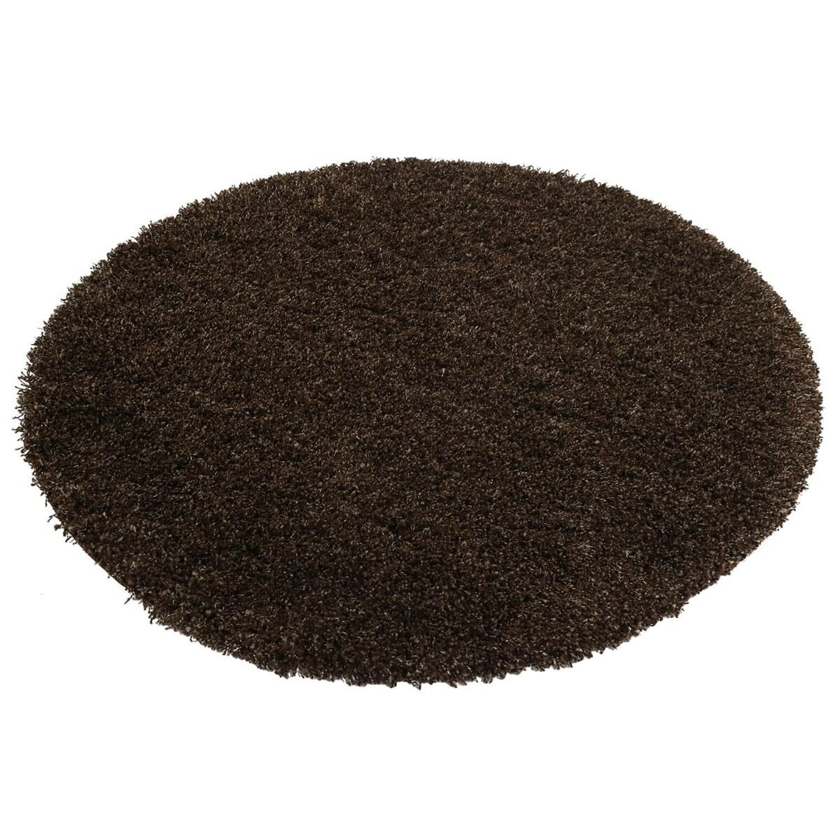 Hoogpolig Vloerkleed Shaggy Plus 964 Brown Ø120cm - Vooraanzicht