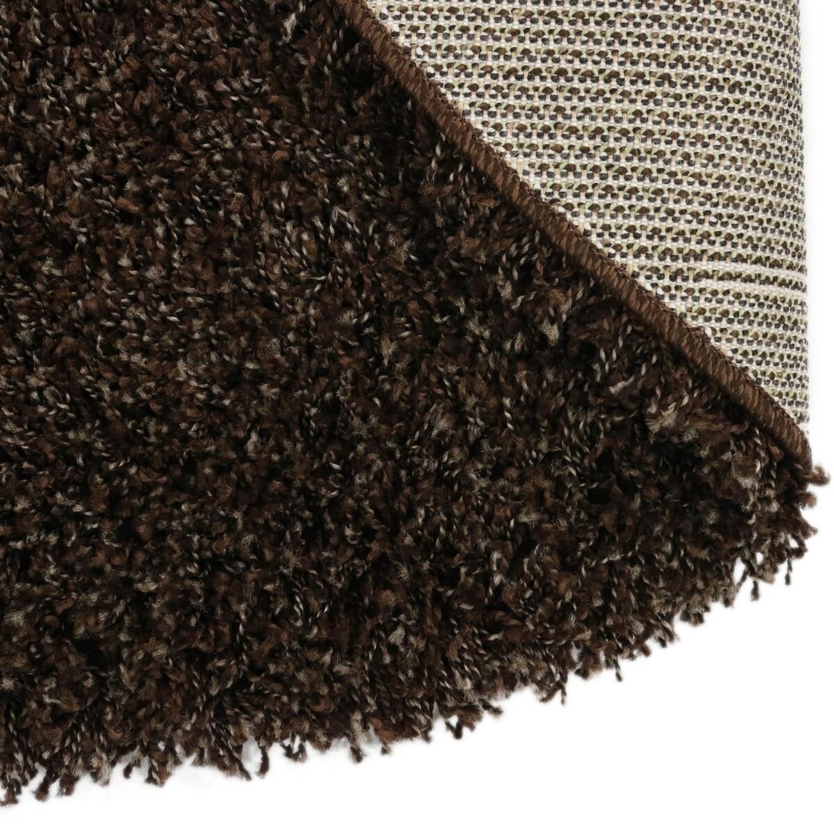 Hoogpolig Vloerkleed Shaggy Plus 964 Brown Ø120cm — hoek