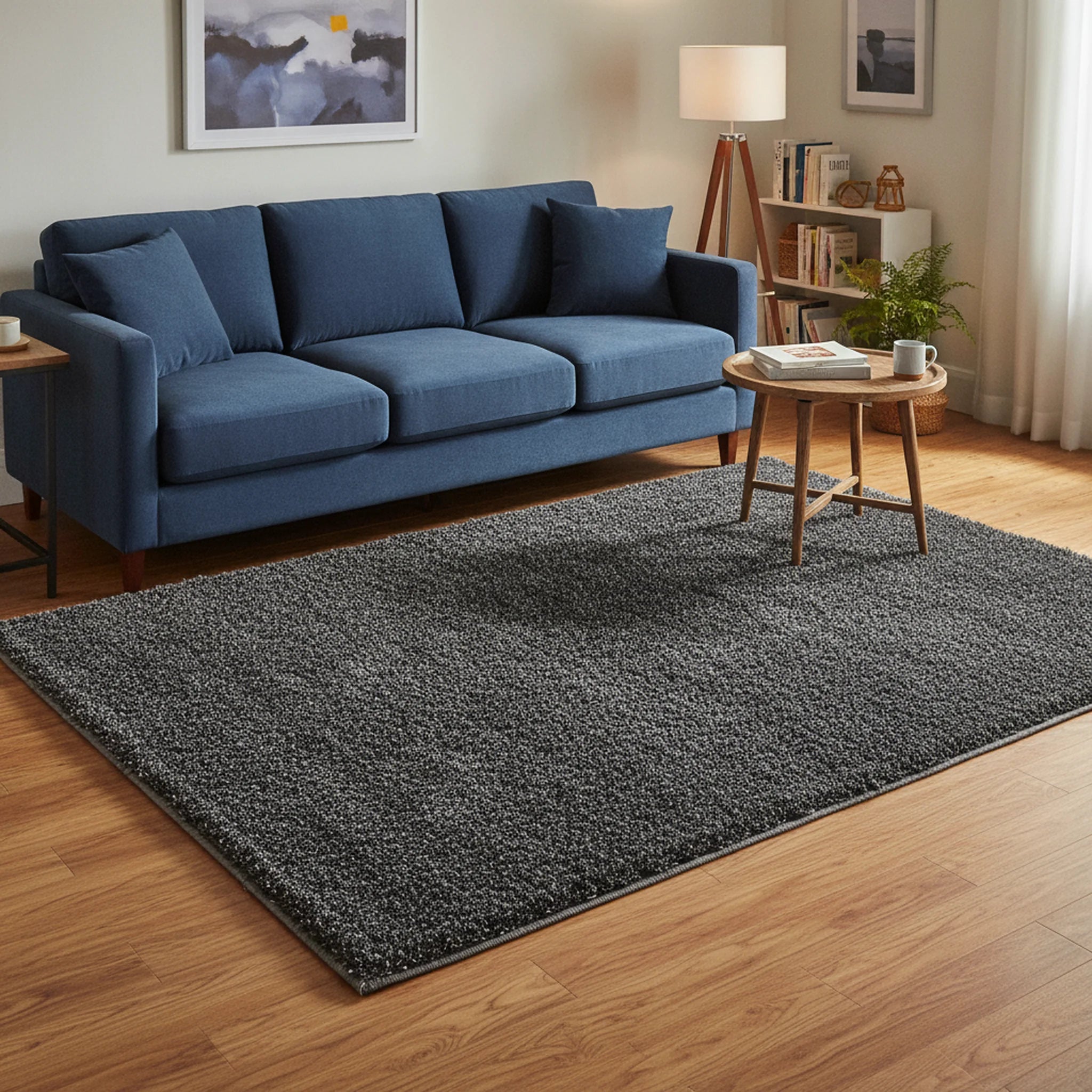 Hoogpolig Vloerkleed Shaggy Ritual – Hoogpolig & Comfortabel – Antraciet - Sfeerbeeld