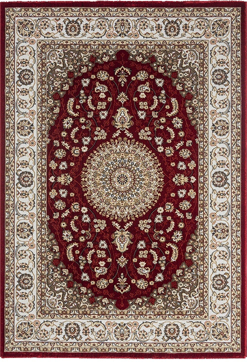 Vloerkleed Dubai Deluxe 56253 Rood – Geweven met Jute Rugzijde – bovenaanzicht