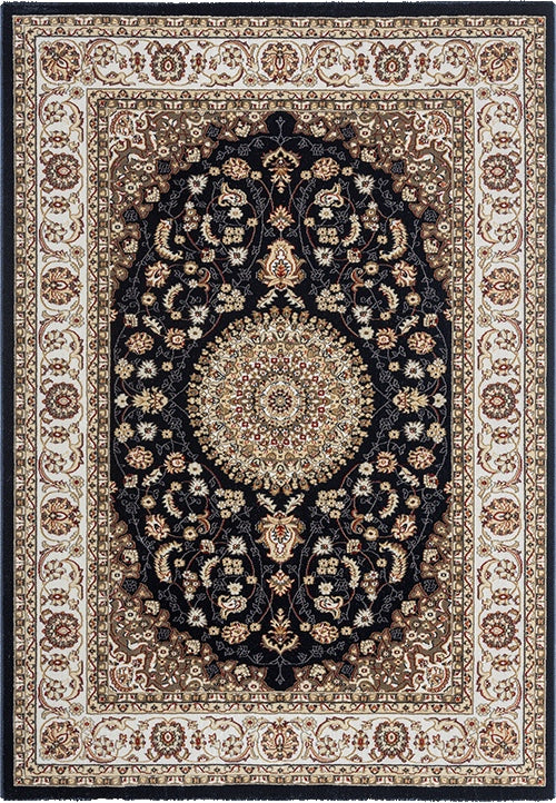 Vloerkleed Dubai Deluxe 56253 Blauw – Laagpolig en Dicht Geweven – bovenaanzicht