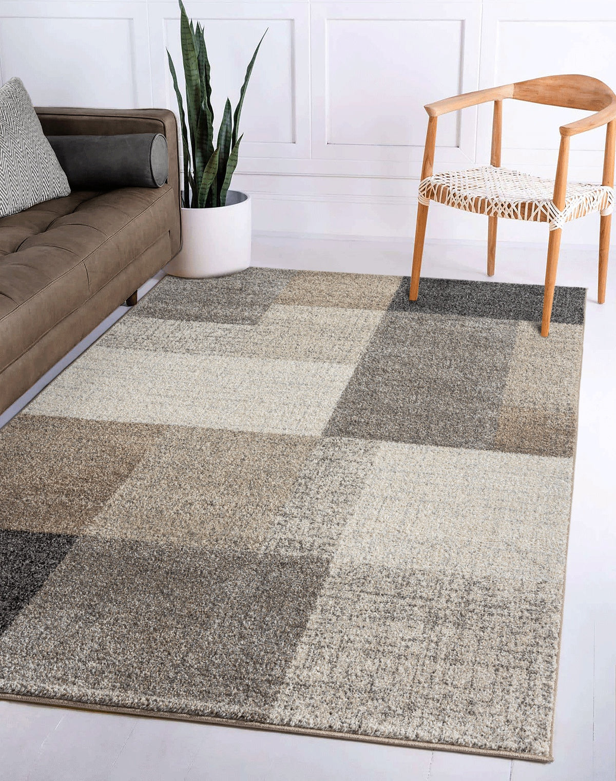 Vloerkleed Thales 6101 Beige – laagpolig en licht van toon – detail van het weefsel in beige