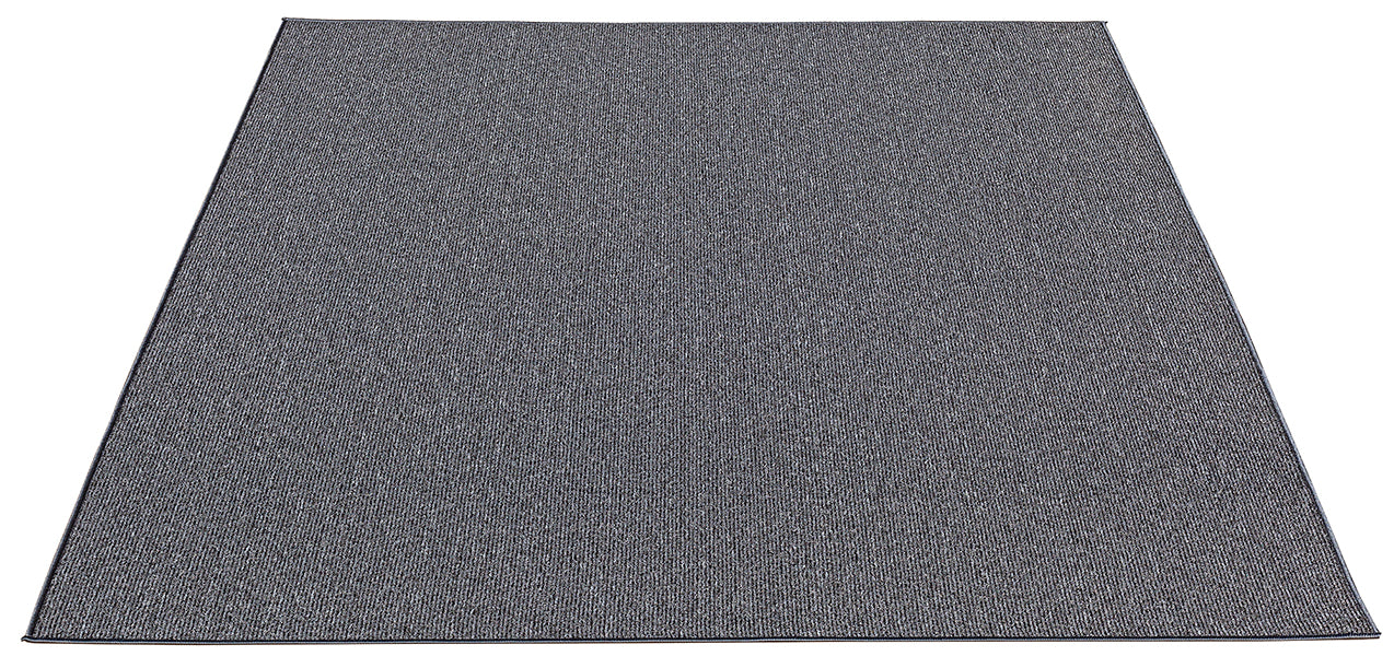 Vloerkleed Mix Art Antraciet – Grafisch Abstract Patroon in Donkergrijs – omgeslagen hoek met vilten rug