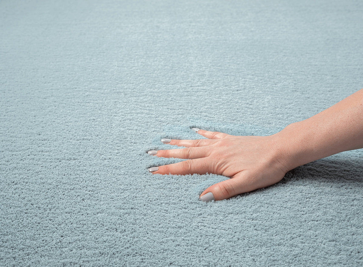 Vloerkleed Loft Washable Blauw – Wasbaar Vloerkleed met Action Back Rugzijde – detail van de geweven pool