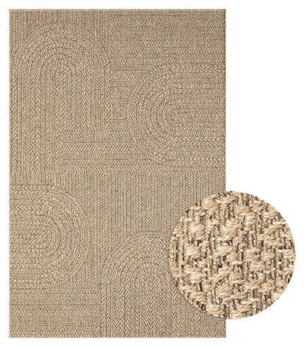 Vloerkleed Kenzy 5006 Naturel – Grote Maten tot 300x400 cm – hoek met zichtbare jute rugzijde