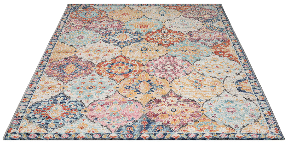 Vloerkleed Salsa Multicolour – Geweven kleurenmix voor buiten – pool en juterug van dichtbij