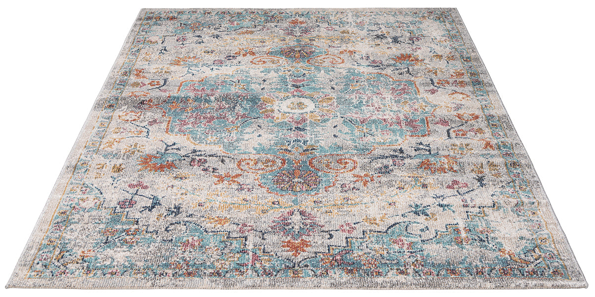 Vloerkleed Salsa Multicolour – Vlak geweven kleurenspel, 4 mm – hoek met juterug