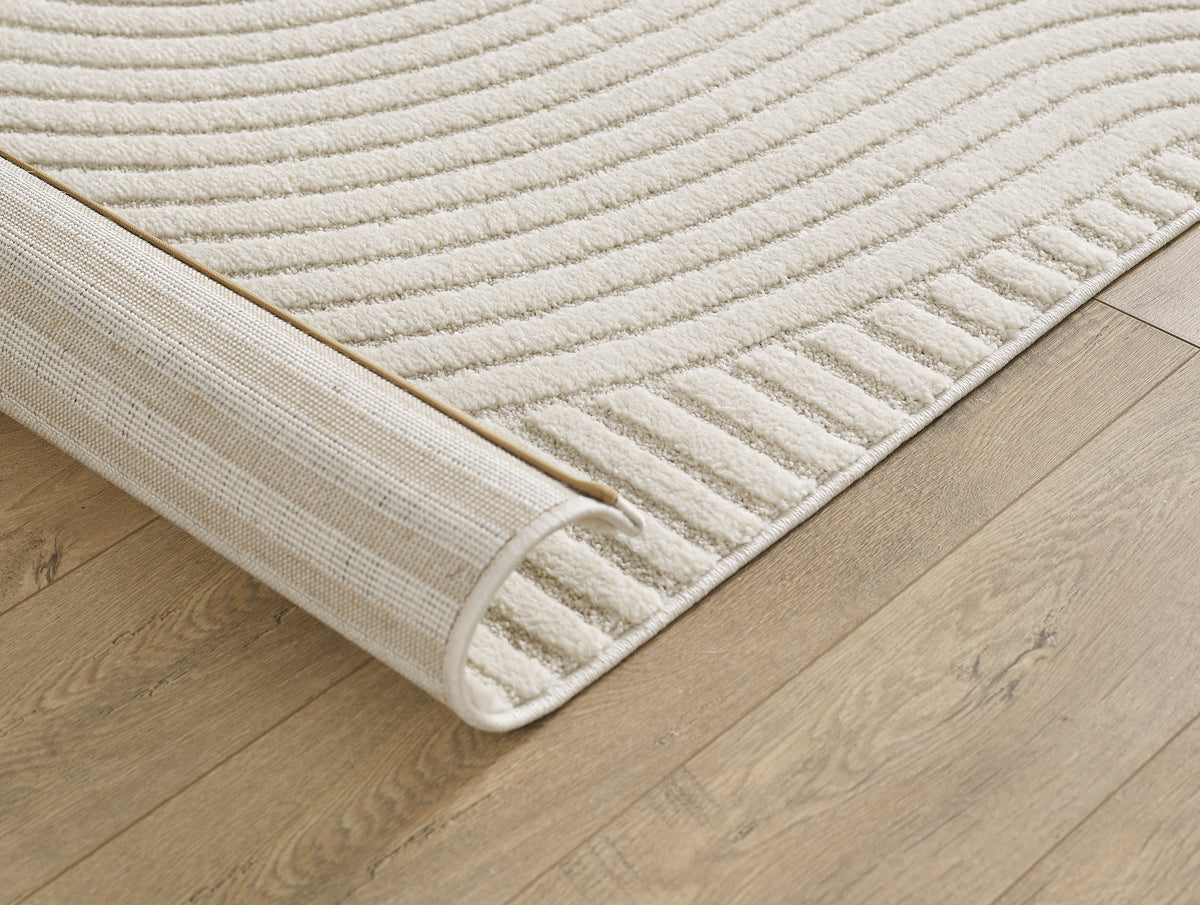 Vloerkleed Elio 2251 Crème – Laagpolig in acht maten tot 300x400 – sfeerimpressie in de woonkamer