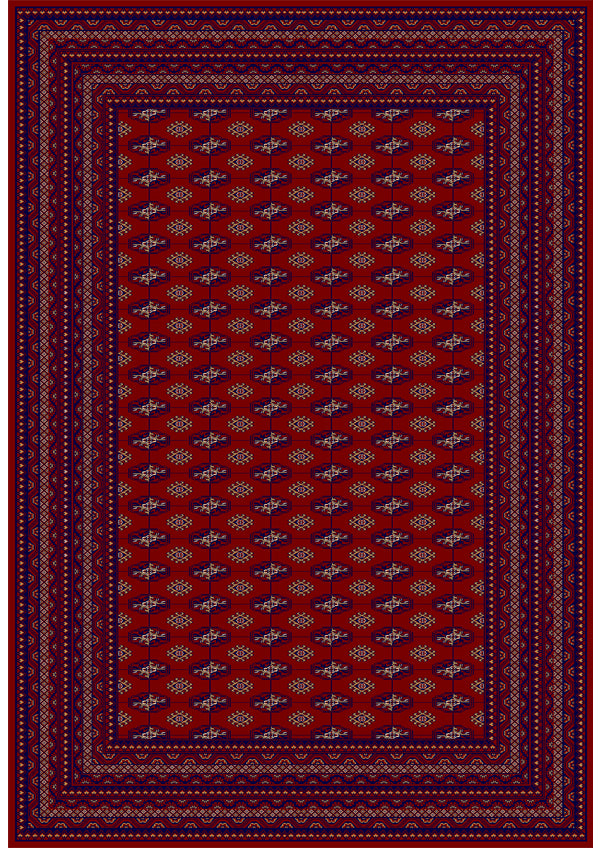 Vloerkleed Dubai Deluxe 56276 Rood – Klassiek Laagpolig Geweven – bovenaanzicht