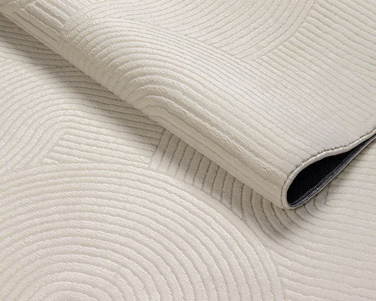 Vloerkleed Stilo 390 Crème – Laagpolig, ook vierkant 200x200 – vierkante maat op een lichte vloer