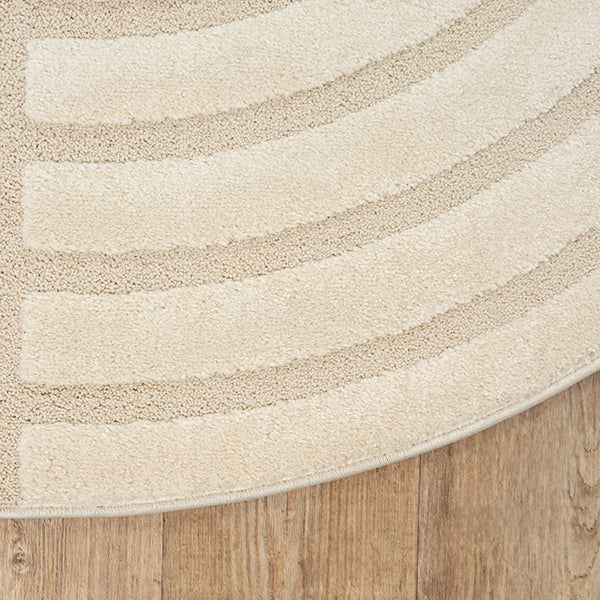Vloerkleed Elio 2306 Crème – Laagpolig in twee ruime maten – opgerolde hoek met jute rugzijde