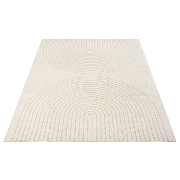 Vloerkleed Eclipse 2320 Crème – Lichte basis met cirkelpatroon – detail van de jute rugzijde