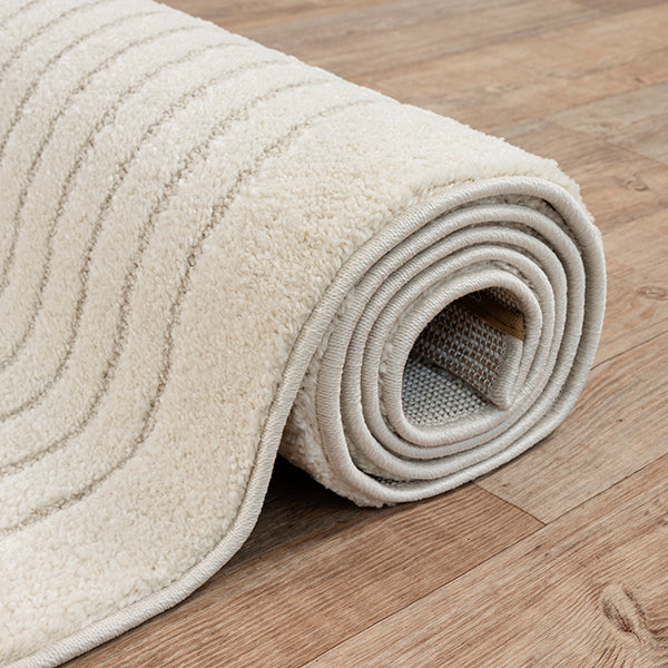 Vloerkleed Eclipse 2320 Crème – Lichte basis met cirkelpatroon – sfeerimpressie in de slaapkamer