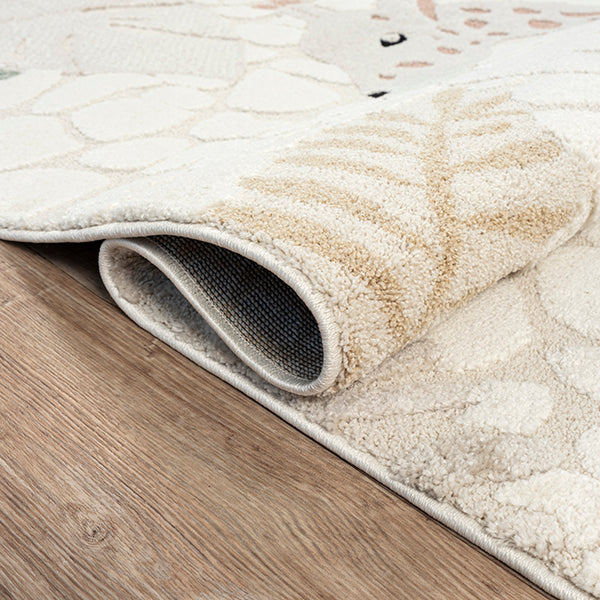 Vloerkleed Elio Kids Crème – Zacht Kinderkleed, Ook in Rond – ronde maat van 120 cm