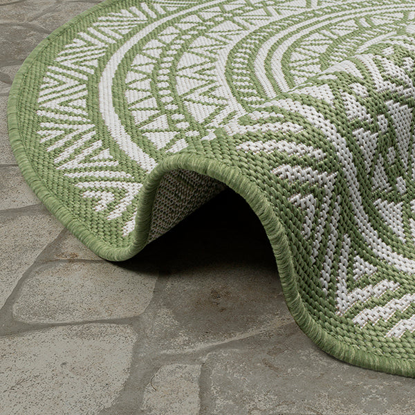 Vloerkleed Maestro Groen Rond – Buitenkleed in 120 en 160 cm – detail van de sisalstructuur