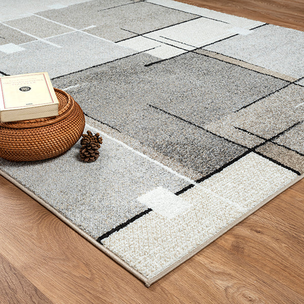 Vloerkleed Thales 6102 Beige – geweven polypropyleen op jute – detail van de beige pool en het weefsel