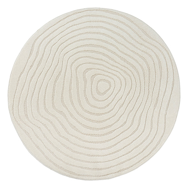 Vloerkleed Elio 2325 Crème – Rond met zachte pool van 14 mm – bovenaanzicht van het ronde kleed