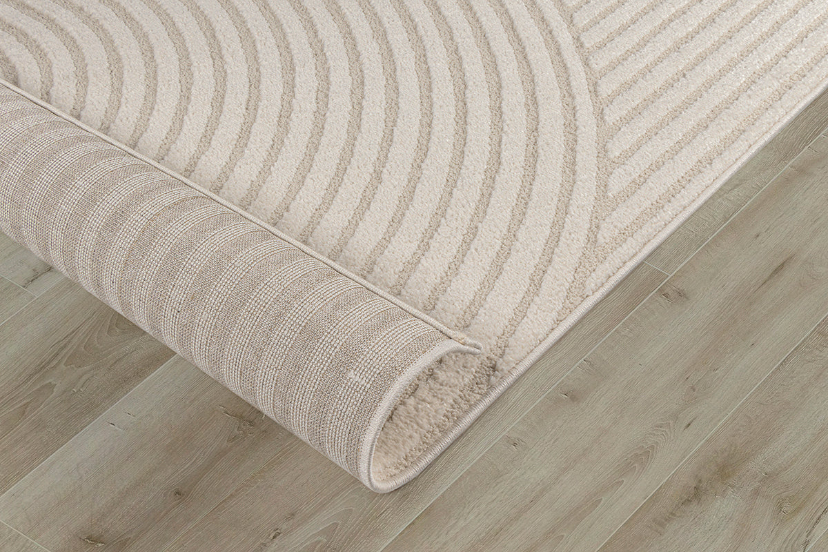Vloerkleed Elio 2252 Beige – Zandtint in een laagpolig weefsel – detail van de beige structuur
