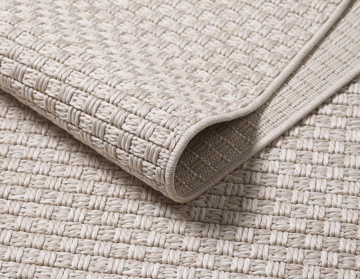 Vloerkleed Helsinki Beige – Fijn Geweven Vloerkleed in Zeven Maten – sfeerimpressie in de woonkamer