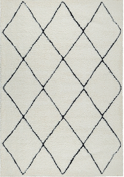 Vloerkleed Ideal Shaggy Wit-Zwart – Hoogpolige Shaggy van 30 mm – bovenaanzicht van het hele kleed