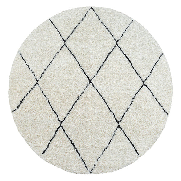 Vloerkleed Ideal Shaggy Wit-Zwart – Hoogpolige Shaggy van 30 mm – sfeerimpressie in de woonkamer