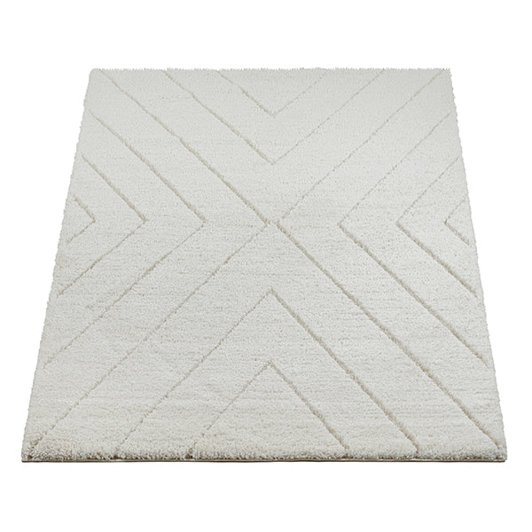 Vloerkleed Ideal Shaggy Crème 80362 – Zachte Hoogpolige Shaggy – zijaanzicht met de poolhoogte in beeld