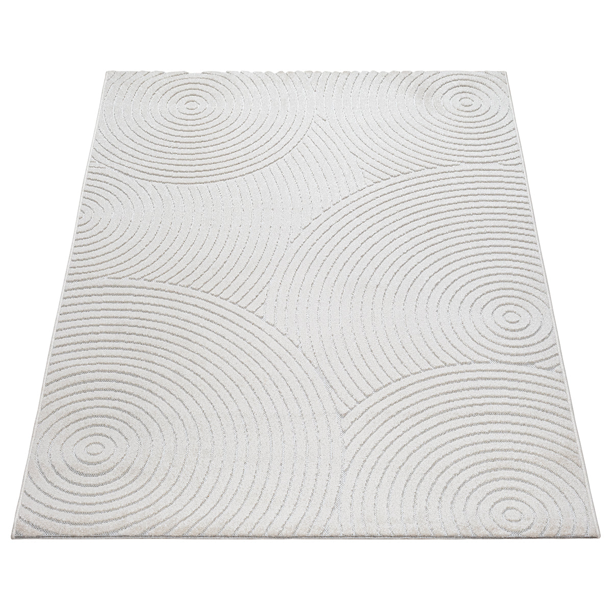 Vloerkleed Tenerife Plus 54222 Crème – Vlak Geweven Polypropyleen – hoek van het kleed op een houten vloer
