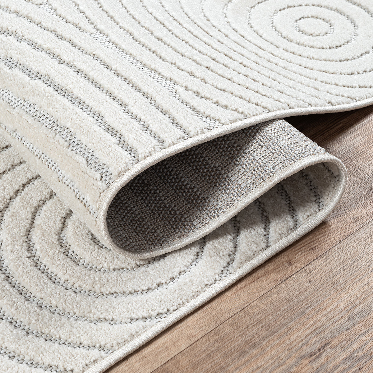 Vloerkleed Tenerife Plus 54222 Crème – Vlak Geweven Polypropyleen – sfeerimpressie bij de eettafel