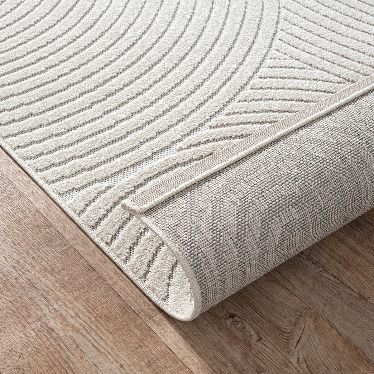 Vloerkleed Tenerife Plus 54222 Crème – Vlak Geweven Polypropyleen – detail van de pool van 5 mm