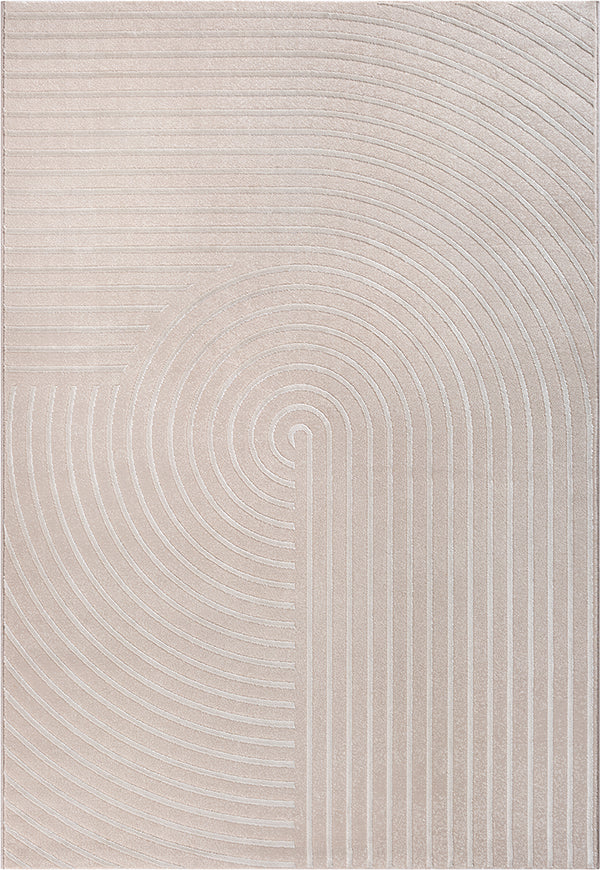 Vloerkleed Studio Beige – Klassiek Randdessin in Warme Zandtint – bovenaanzicht