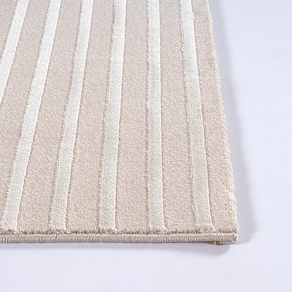 Vloerkleed Studio Beige – Klassiek Randdessin in Warme Zandtint – detail van de pool