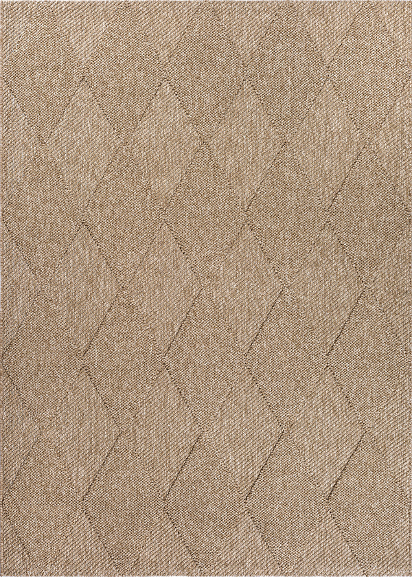 Vloerkleed Kos 7214 Naturel – Laagpolig Boho Kleed met Lusstructuur – bovenaanzicht