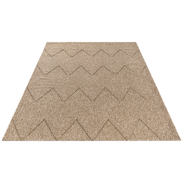 Vloerkleed Kos 7214 Naturel – Laagpolig Boho Kleed met Lusstructuur – sfeerimpressie in de woonkamer
