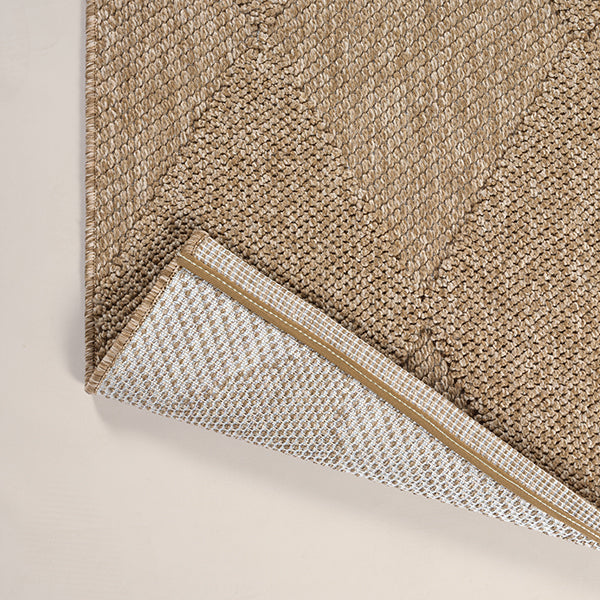 Vloerkleed Kos 7214 Naturel – Laagpolig Boho Kleed met Lusstructuur – detail van de lussenpool