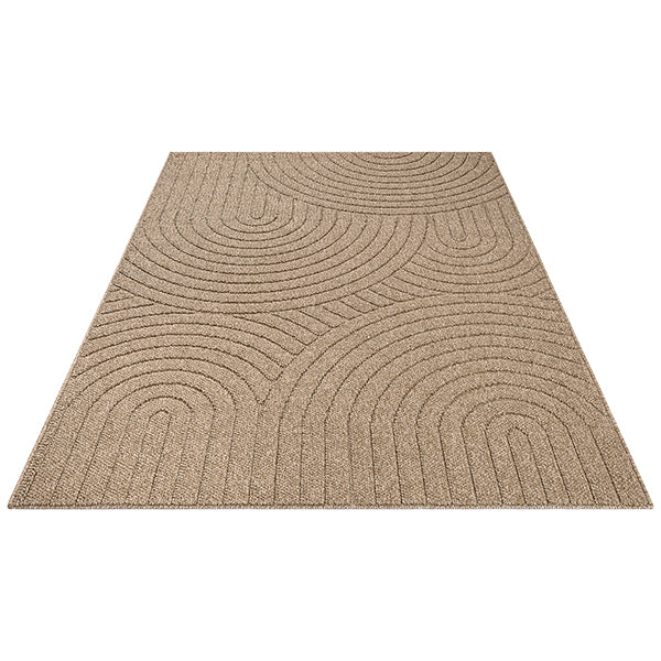 Vloerkleed Kos 7220 Naturel – Lage Luspool met Rustige Uitstraling – opgerolde hoek op houten vloer